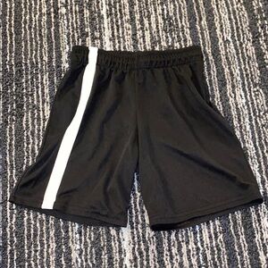 Black Athletic Shorts with White Stripe